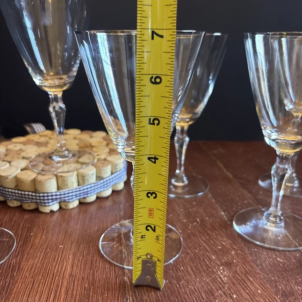 Set of 6 Vintage Fostoria‎ Crystal Water Goblets ENGAGEMENT Platinum Trim